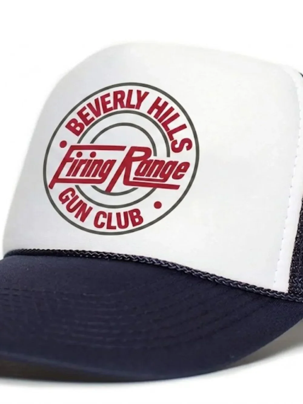 Beverly Hills Firing Range Printed Navy White Foam Rope Trucker Hat New US 90210